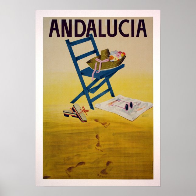 Vintage Andalusien Beach Travel Poster (Framsidan)