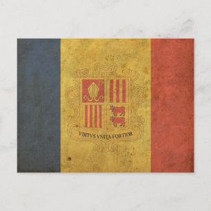 Vintage Andorra Flagga Vykort