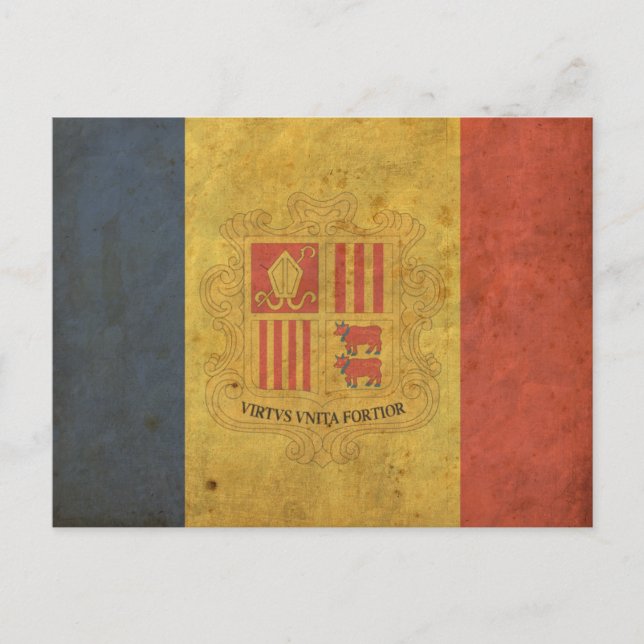 Vintage Andorra Flagga Vykort (Framsida)