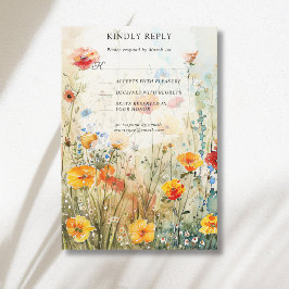Vintage äng med vilda blommor Höstbröllop OSA Kort