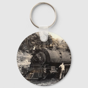 Vintage-Ånga tåg Keychain Nyckelring