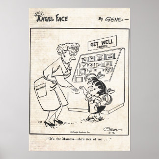 Vintage Angel Ansikte Tecknad "Mamma är sjuk på mi Poster