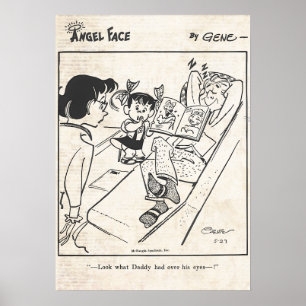 Vintage Angel Ansikte Tecknad Strip Poster