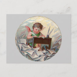 Vintage Angel Child Writing at Desk Vykort