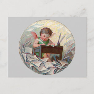 Vintage Angel Child Writing at Desk Vykort