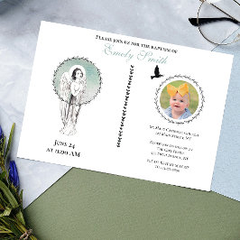 Vintage Angel Christening Baptism Photo Inbjudningar