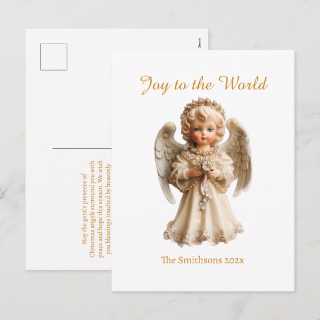 Vintage Angel Christmas  Helg Vykort (Fram/baksida)