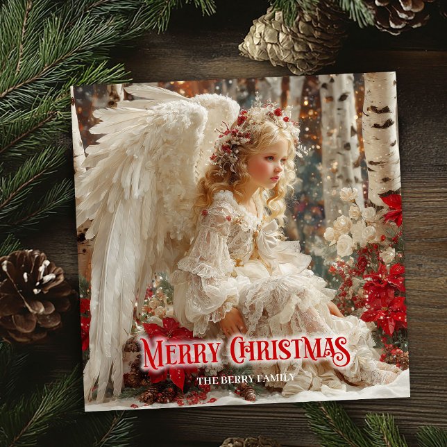 Vintage ängel digital julhälsning julkort (Vintage angel digital Christmas holiday greeting)
