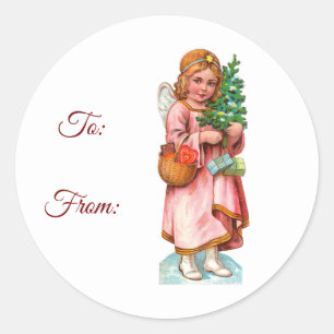 Vintage Angel Gift Stickers Runt Klistermärke