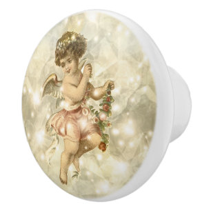 Vintage Ängel Glittrande Guld V2 ID136 Knopp