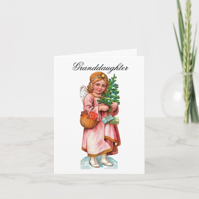 Vintage Angel Granddotters Helgdag Card Helgkort (Framsida)