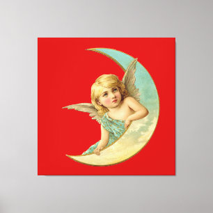 Vintage Angel i Måne Canvastryck
