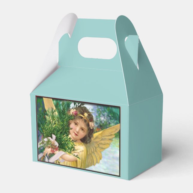 Vintage Angel i Snö jul Presentaskar (Framsidan Sidan)