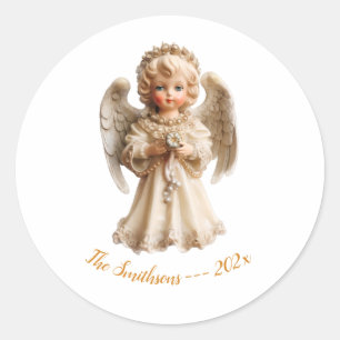 Vintage Angel-jul Runt Klistermärke