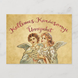 Vintage Angel Jul Ungerska Hälsning Helg Vykort