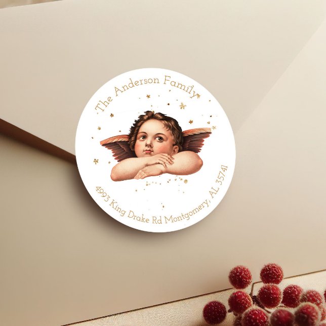 Vintage Angel Juladress - etikett (Skapare uppladdad)