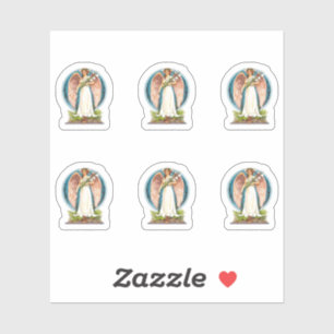 Vintage Angel med Lilies Klistermärken