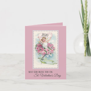 Vintage Angel med Ro Valentines day Card Helgkort