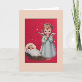 Vintage Angel och Baby Jesus Card Helgkort
