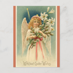 Vintage Angel och Star Beams Påsk Vykort