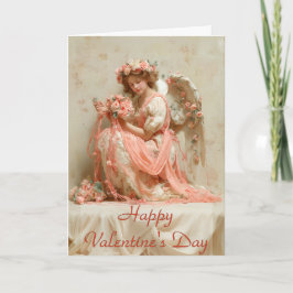Vintage Angel of Roses Valentine`s Day Kort