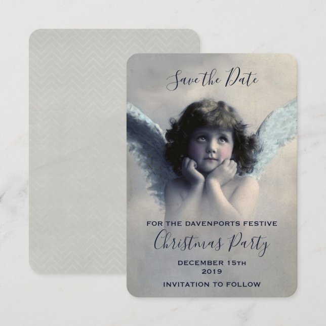Vintage Angel Retro jul Party Inbjudningar (Fram/baksida)