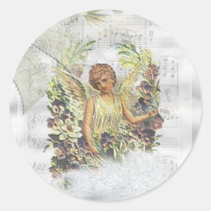 Vintage Angel Sticker Runt Klistermärke