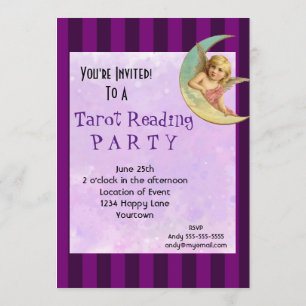 Vintage Ängel Tarotläsningsfest Inbjudningar
