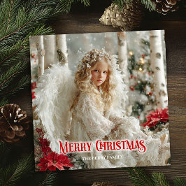 Vintage angelic angel red gold festive radiance julkort