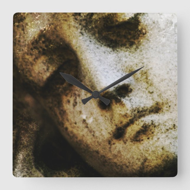 Vintage Angelic Statue Square Wall Clock Fyrkantig Klocka (Framsida)
