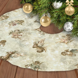Vintage Angels Glittrande Guld ID136 Julgransmatta Borstad Polyester