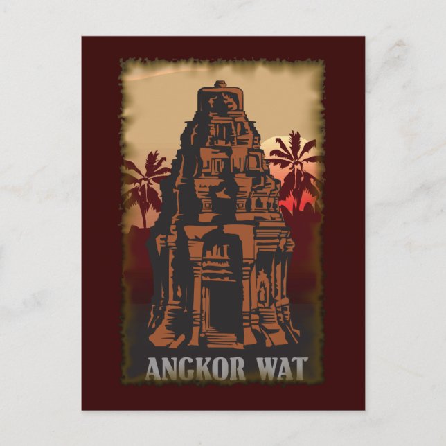 Vintage Angkor Wat Vykort (Framsida)