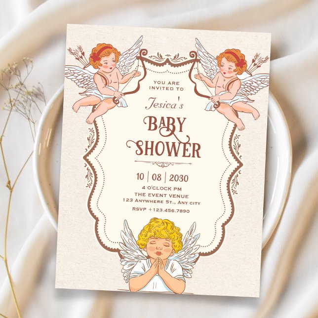 Vintage änglar baby shower inbjudningar (Skapare uppladdad)