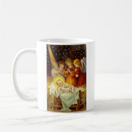 Vintage Änglar besöker Baby Jesus Kaffemugg