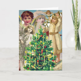 VINTAGE ÄNGLAR CELEBRATING CHRISTMAS GREETING CARD KORT