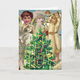 VINTAGE ÄNGLAR CELEBRATING CHRISTMAS GREETING CARD KORT