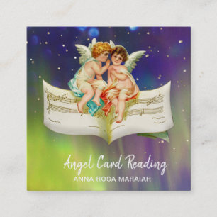 * Vintage Änglar Cherub Fairy Antique Lakan Music Fyrkantigt Visitkort