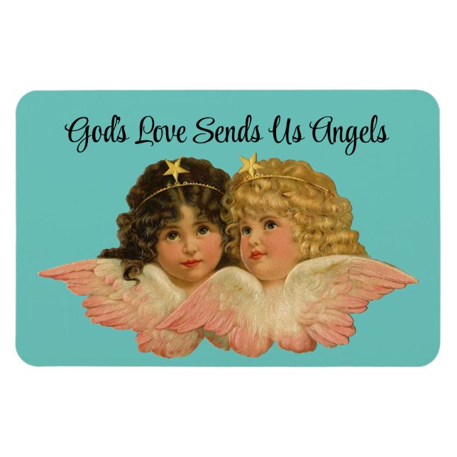 Vintage Änglar Flexible Photo Magnet (Horisontell)