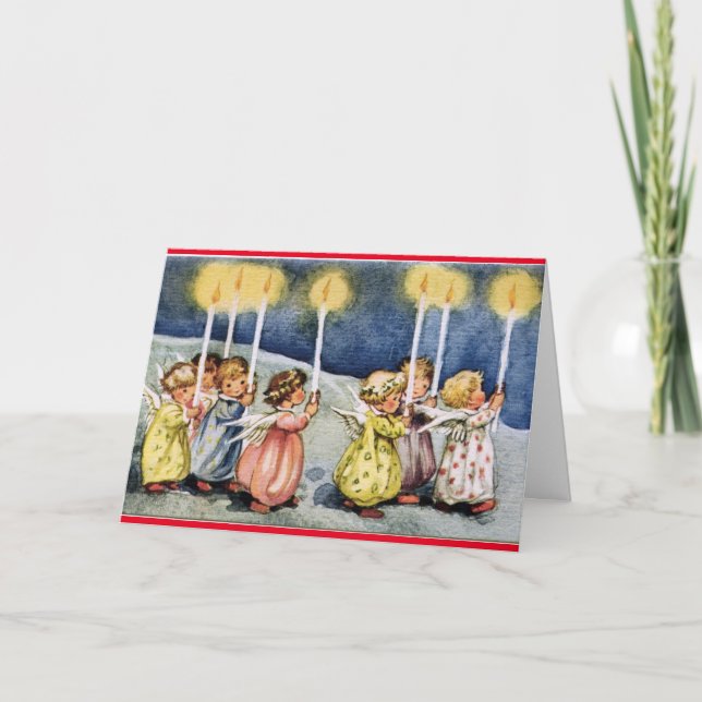 Vintage Änglar födelsedagskort Kort (Framsida)