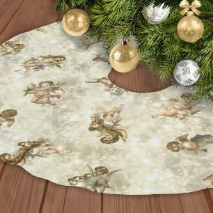Vintage Änglar Glittering Guld ID136 Julgransmatta Borstad Polyester
