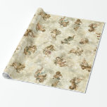 Vintage Änglar Glittering Guld ID136 Presentpapper<br><div class="desc">En vacker utformning av vintage änglar på en bakgrund som gnister och glitter i guld nyanser.</div>