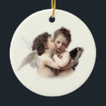 Vintage Änglar Romantic First Kiss Couple Julgransprydnad Keramik<br><div class="desc">Minneshögtidlighålla din förlovning, bröllop-datum eller datum som du först uttryckte kärlek för varandra med en keepsaké-prydnad. Med angeliskt romantiskt oskuld har denna vintage inspirerat till prydnadsföremål en handtonad anpassning av den mycket älskade 1890 William Bouguereau Painting "L'Kärlek et Psyché, enfants (översatt: Cupid and Psyche as Children, 1890), som oftare kallas...</div>
