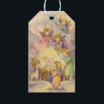 Vintage Änglar runt Baby Jesus Presentetikett<br><div class="desc">Vintage Änglar runt Baby Jesus</div>