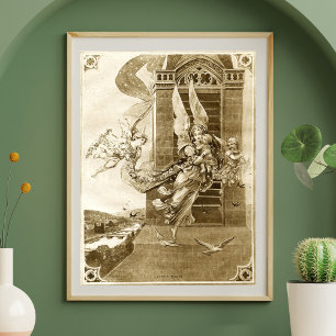 Vintage änglar sepia poster