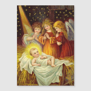 Vintage Änglar som besöker Jesus Helgdag Baby