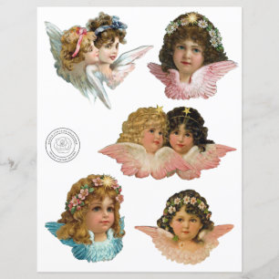 Vintage Änglar Utklipp Fussy Cut Scrapbookpapper