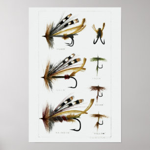 Vintage Angler Flygfiske Lures Poster