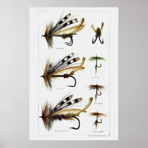 Vintage Angler Flygfiske Lures Poster