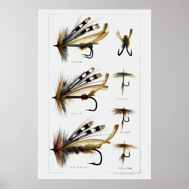 Vintage Angler Flygfiske Lures Poster (Framsidan)