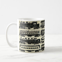 Vintage Ånglokomotiv Mönster | Kulturjärnvägskopp Kaffemugg